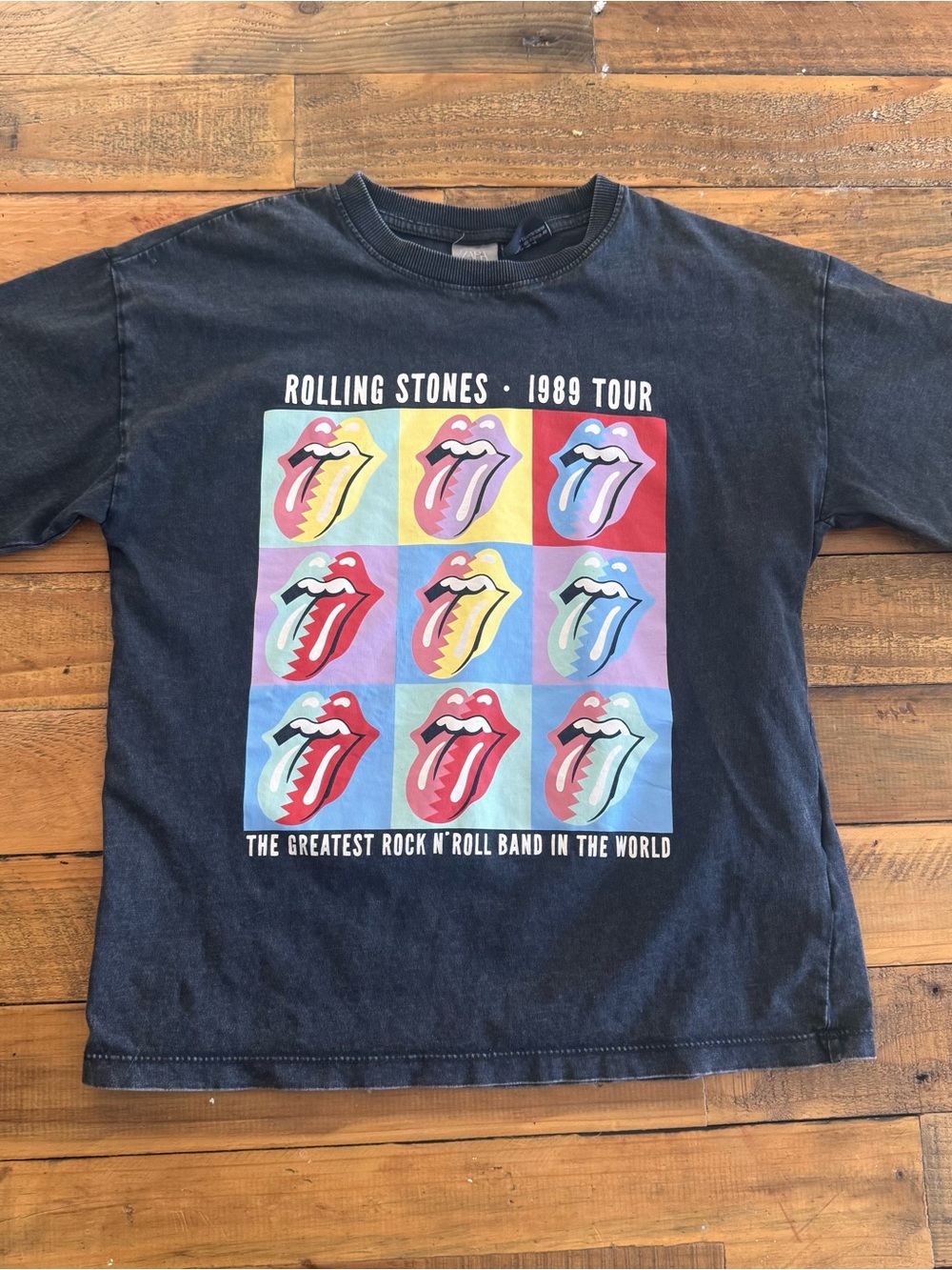 Zara Kids Rolling Stones Graphic Tee with Multicolor Pop-Art Tongues